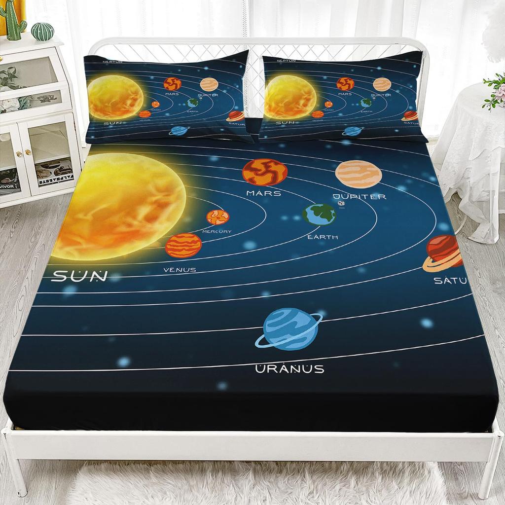 Astronaut Pattern Bed Hat Three-Piece Digital Printing Bedding Bed Hat Three-Piece Set Children Adult