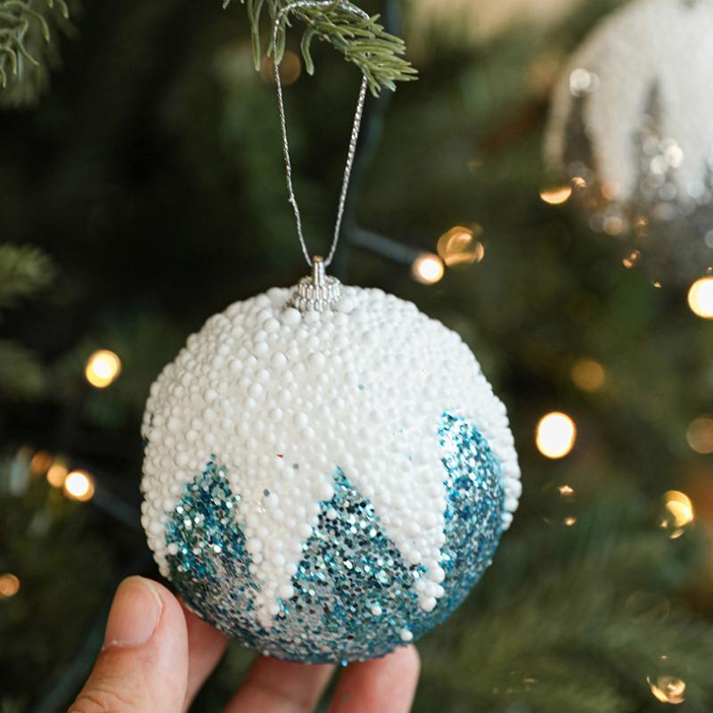 8Cm Foam Sequin Christmas Balls Shatterproof Colorful Hanging Ornaments For Xmas Tree Decorations Party Home Holiday Decor