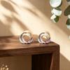 Hot-selling round hollow gradual change round ring hand-painted enamel colored stud earrings light luxury daily commuting versatile earrings