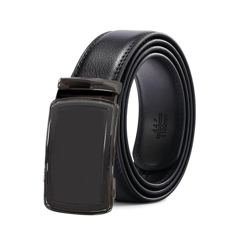 Maßgefertigter Ledergürtel für Herren: Reines Rindsleder, eingraviertes Muster, gedrucktes Logo, automatische Schnalle, Business-Stil