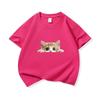 Kids Cotton T Shirt Peeking Orange Kitten Cat Print Crew Neck Short Sleeve Tee Casual Breathable Boys Girls Summer Tops