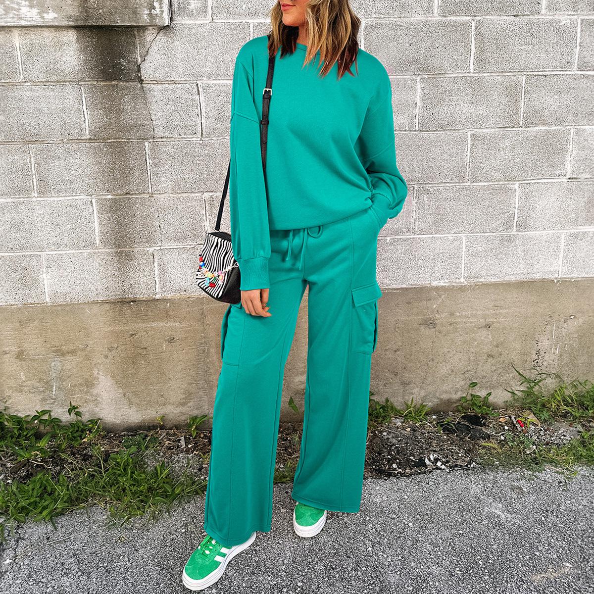 

Shiying Women s Autumn Two-Piece Set: Loose Long Pants & Long Sleeve Sweatshirt M