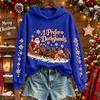 Women's Christmas Print Long Sleeve Round Neck Top for Holiday Casual Wear