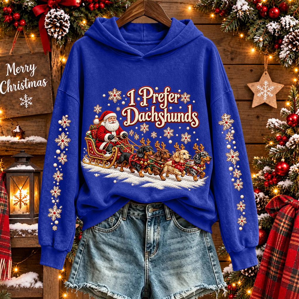 Women's Christmas Print Long Sleeve Round Neck Top for Holiday Casual Wear