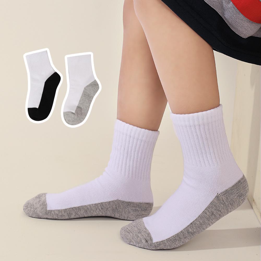 Children's Mid-Calf Cotton Socks: Sweat-Absorbent, Breathable, Wear-Resistant, Dirt-Resistant, Pure White - For Boys and Girls, Medium & Large