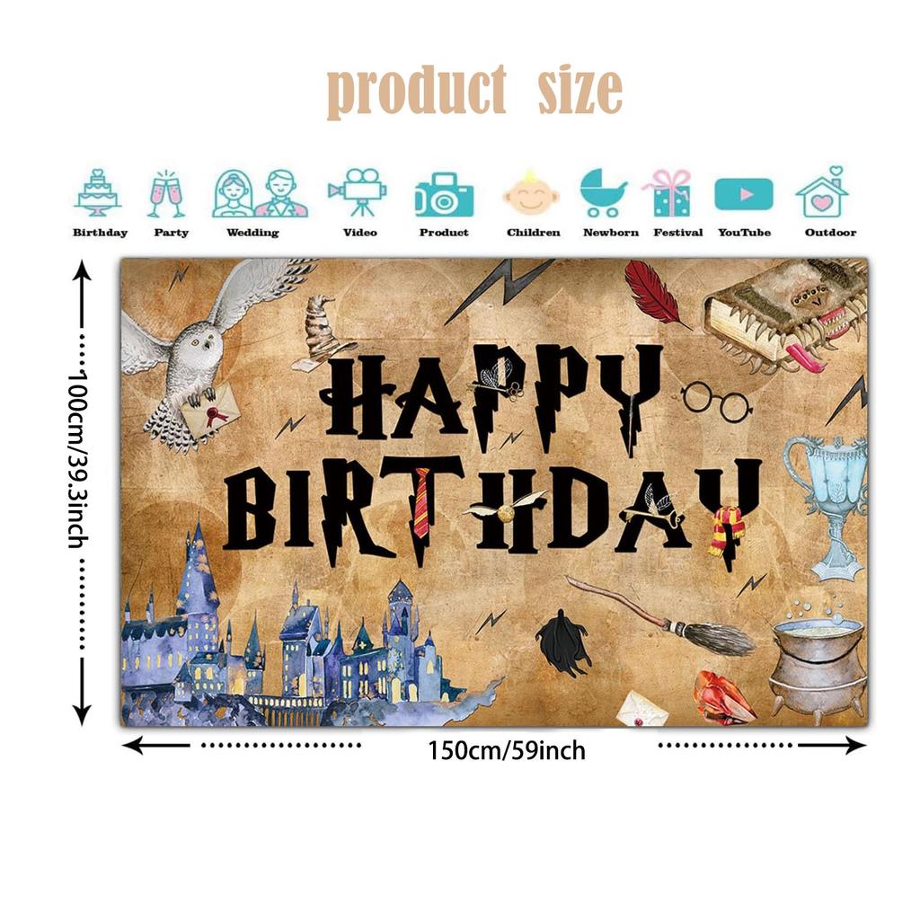 Magic Wizard Happy Birthday Sign Banner Wizard Birthday Party Backdrop Magical Wizard Bday Party Supplies Decoration Boys Girls