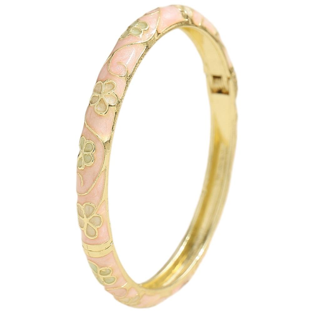 

Colorful Flower Leaf Bangle Enamel Floral Women s Hand Bracelet Jewelry Gifts StyleB Pink