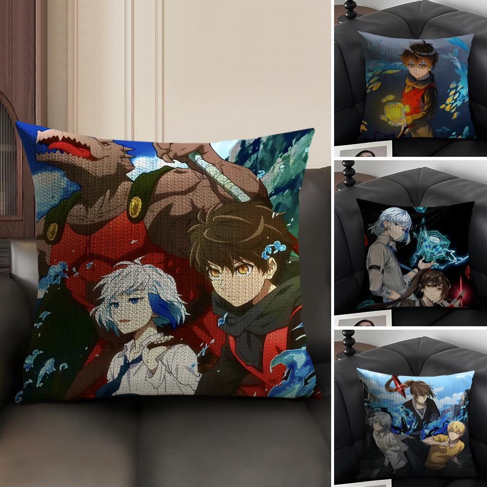 T-Tower Of Godd Anime Cushion Cover Natural Linen Organic Fabric Double-Sided Printing Sofa Home Decor Gift Pillow Case