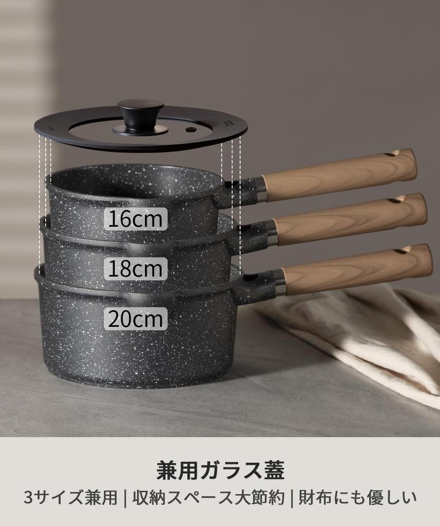 CAROTE Pot Lid Frying Pan Cover 16cm 18cm 20cm Silicone Lid Glass Lid Heat Resistant 240 degrees Stylish and Cute Storage Space Dishwasher Safe Black