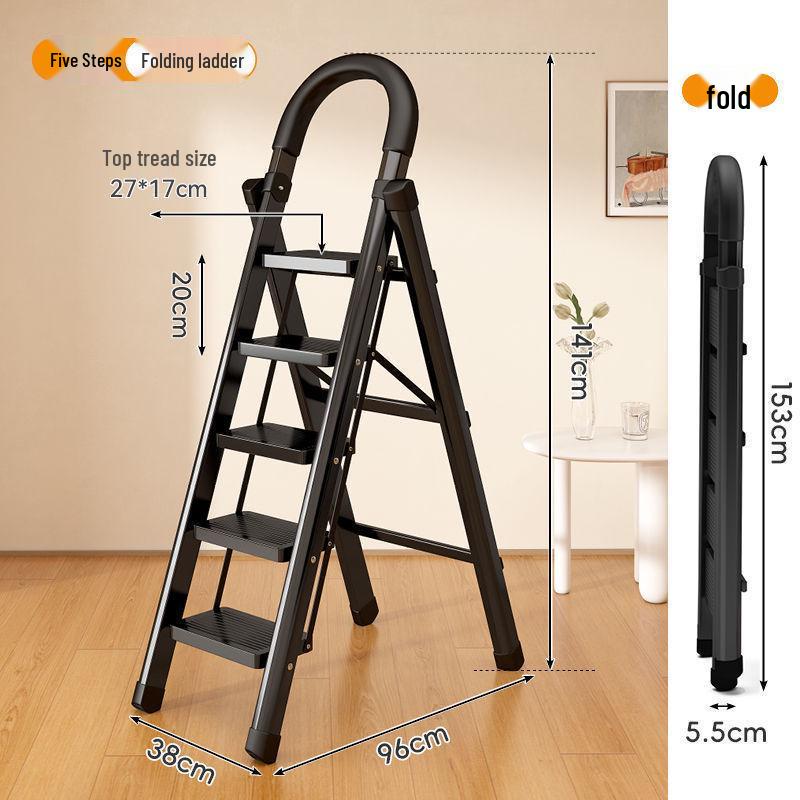 Compact Folding Telescopic A-Frame Ladder: Portable, Lightweight, Multi-functional, Indoor Use.