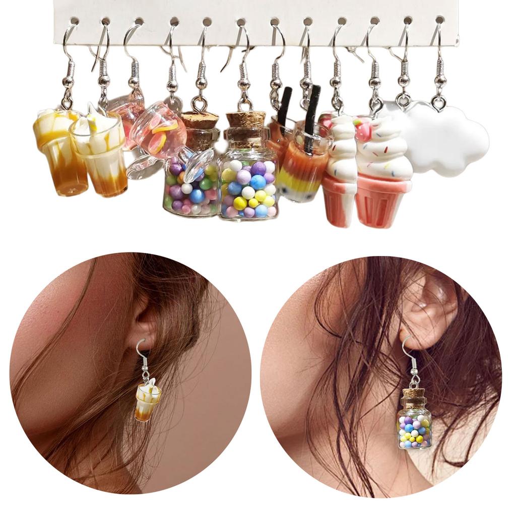 Multipurpose Milk Teas Shaped Earrings 11 Pcs Jewelry Accessory for Casual Wear To Festival Special Occasions Daily Use