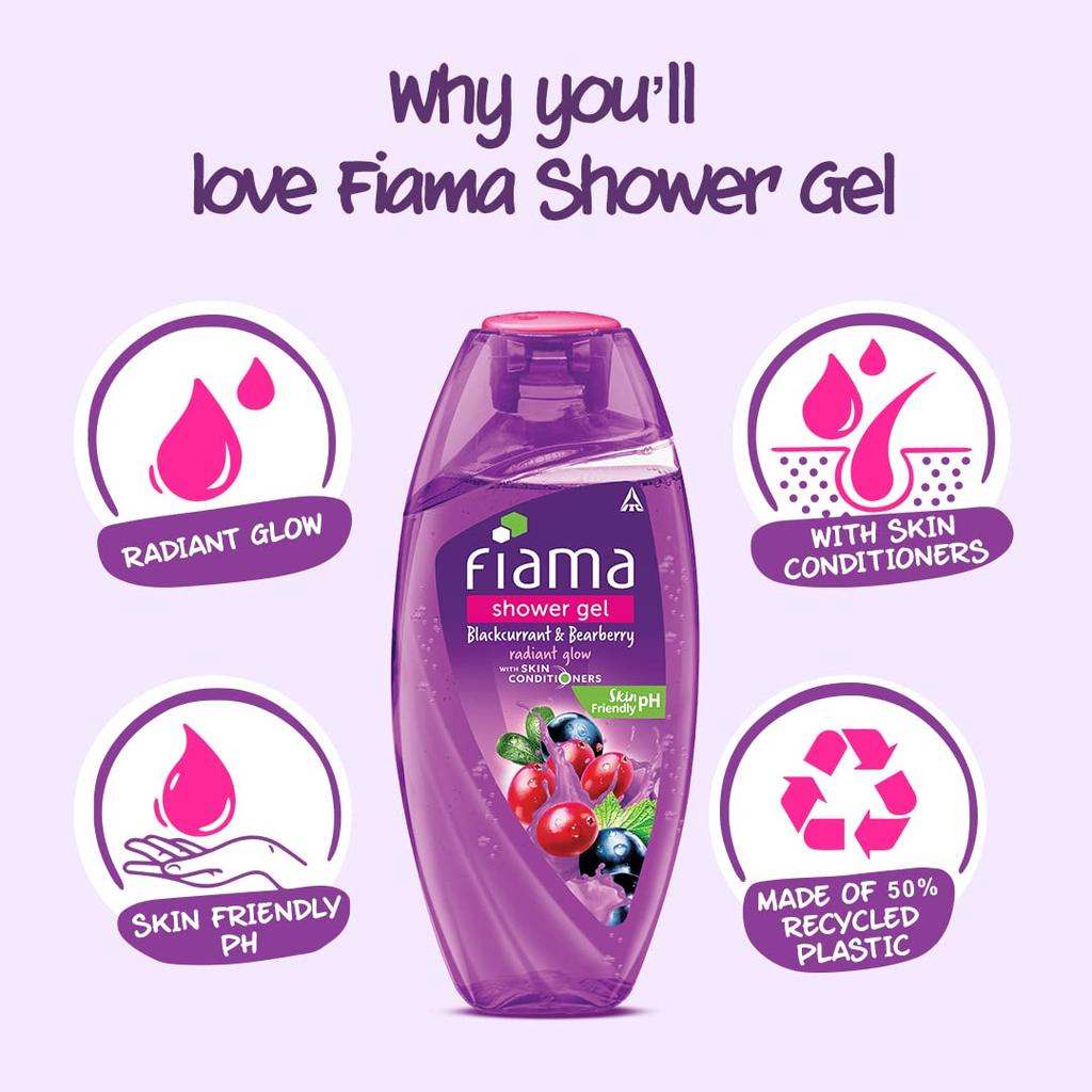Fiama Body Wash Blackcurrant Bearberry 250ml Pack of 1 For Radiant Smooth Skin Glow Men Women