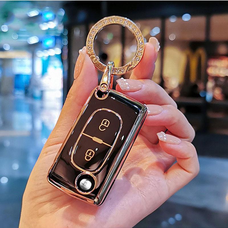 Plating Soft Tpu 2 Buttons Car Remote Key Case Cover For Citroen C2 C3 C4 C5 C6 C8 For Peugeot 107 207 307 307S 308 407 607