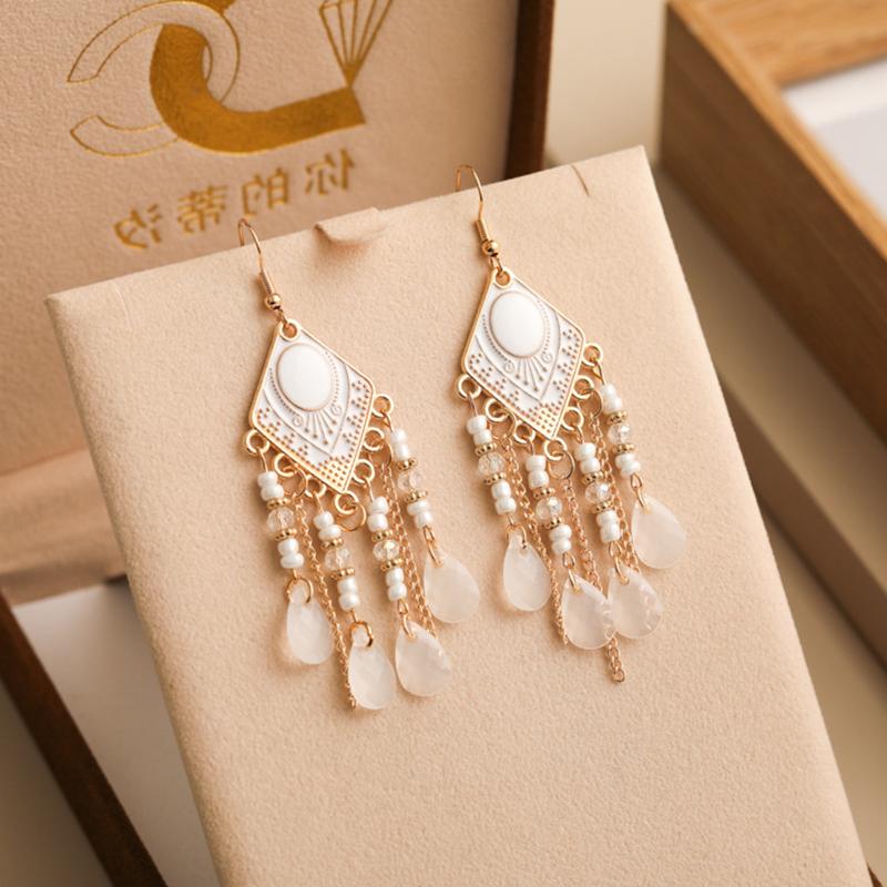 

Bohemian Classic Water Drop Ethnic Earrings for Women Fashion Temperament Colorful Vacation Daily Female Jewelry