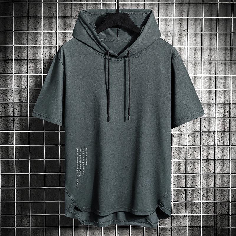 Men's Trendy Summer Hooded Short Sleeve T-Shirt for Casual Outdoor Sports