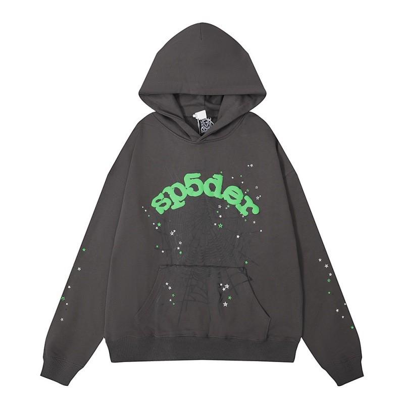 Spider Web Print Hooded Sweatshirt Set Men Women Loose Fit Cotton Fleece Streetwear Winter Outfit