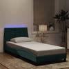 VidaXL Bed Frames with LED Lights, Upholstered Bed with Slat Base, Single Bed, Adult Bed, Modern, Dark Green 3213760