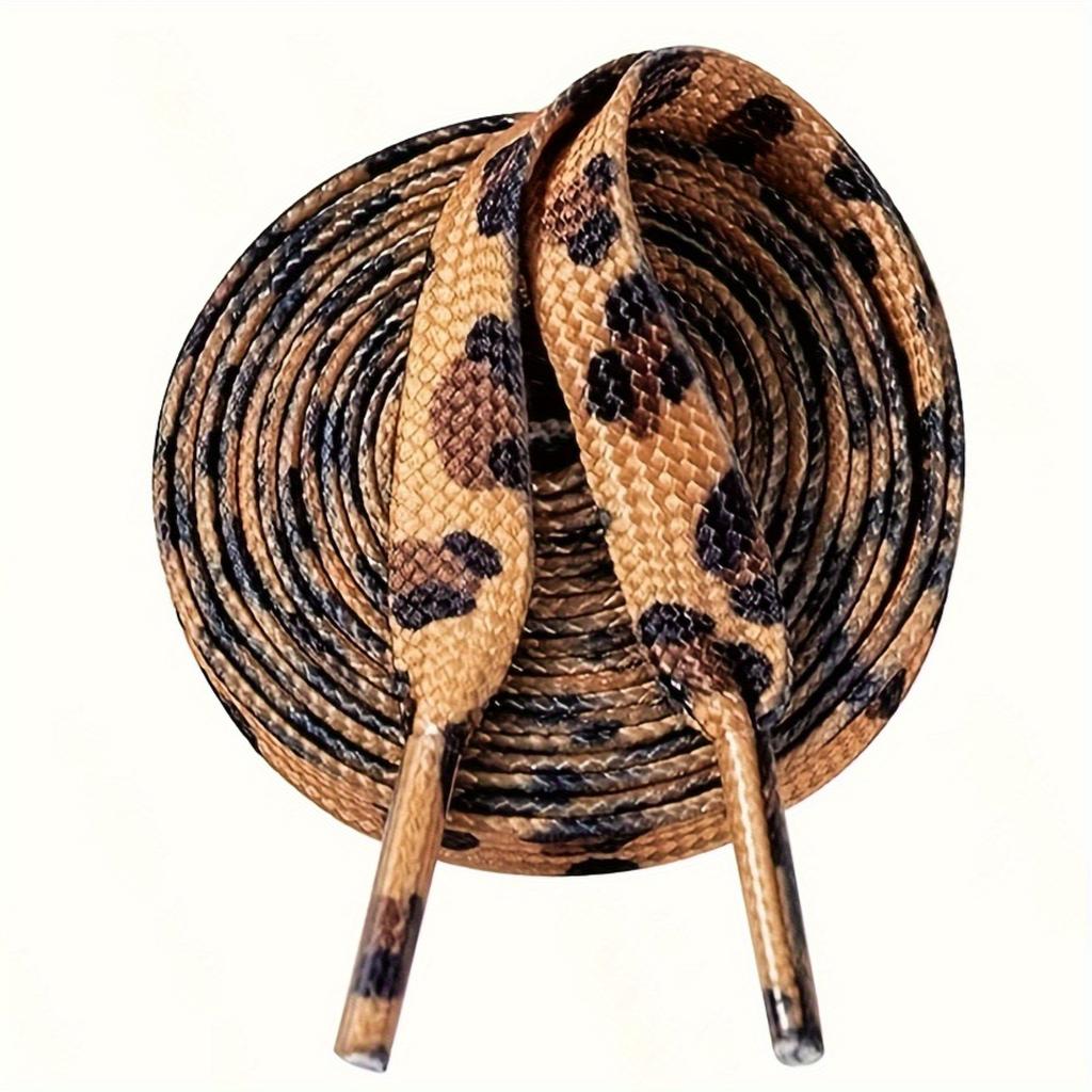 Leopard Print Snake Pattern Shoelaces, Trendy Retro Flat Laces Suitable for Canvas Shoes, Sneakers, And Sports Shoes. Unique Design with Two-Tone