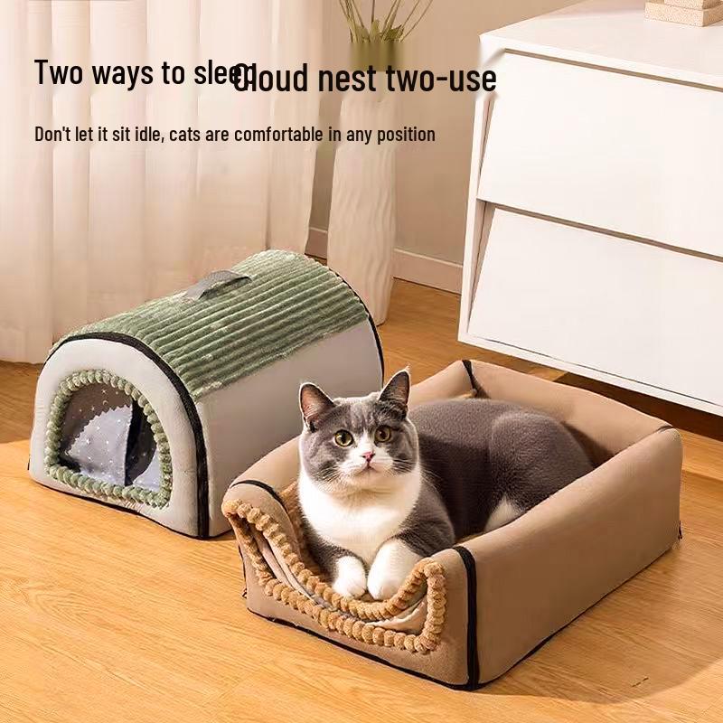 Detachable Washable Enclosed Cat Tent – Cozy All-Season Bed