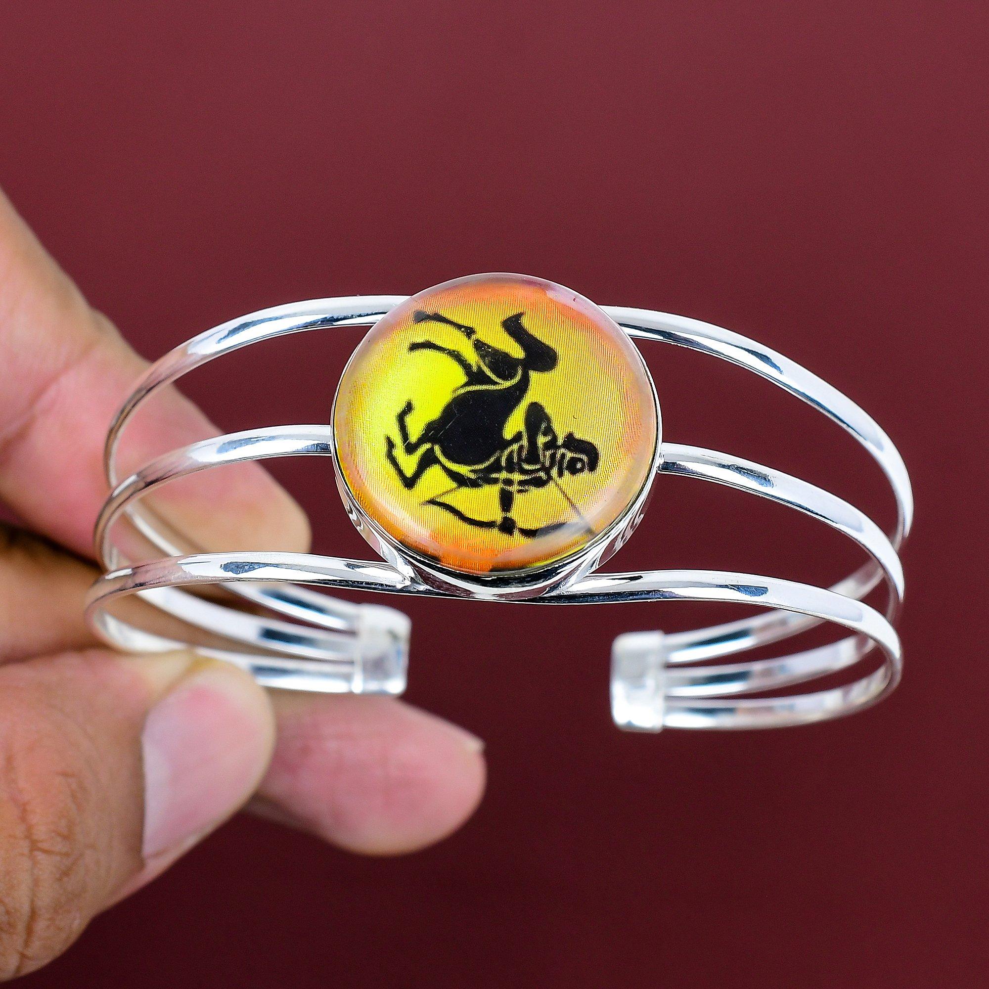 

Sagittarius zodiac sign in onyx cuff bracelet dainty astrology horoscope bangle 925 sterling silver adjustable cuff bracelet gemstone bangle Adjustable