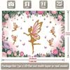 2D Fairy Backdrop, Pink Gold Glitter Fairy Floral Photography Background Banner