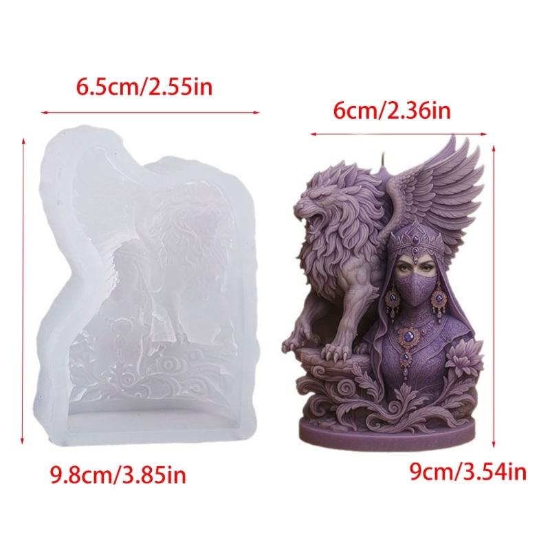 Artistic Lioness Wing Masked Lady Silicone Mould For Handmade Candle Soaps And Unique Decoration Items