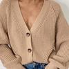 Knitted Cardigan Solid Color Long Sleeve Polyester Single-Breasted Women Sweater for Autumn