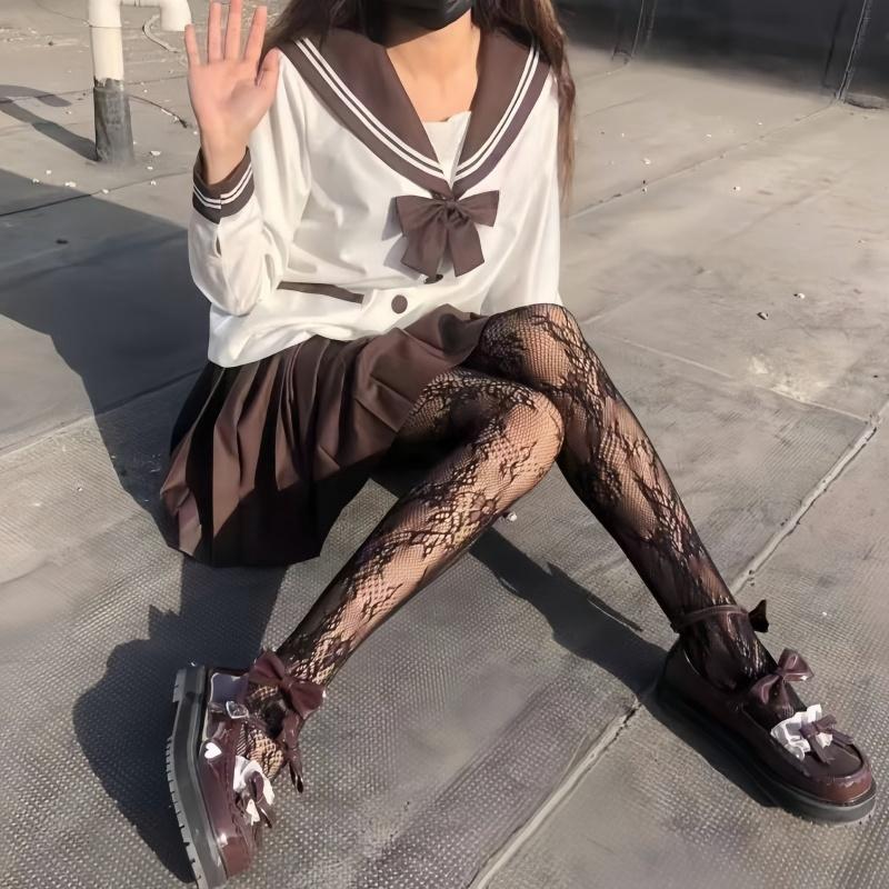 Japanische Mädchen Klassische Lolita Aushöhlen Spitze Mesh Strümpfe Unten Strumpfhosen Frauen Sexy Gothic Punk Retro Strumpfhosen