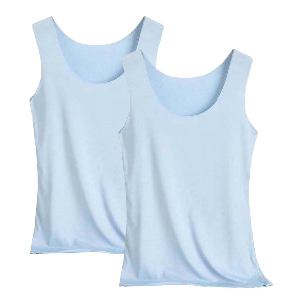 Women's Solid Color Tank Top Seamless Silk Undershirt Sleeveless Shirt