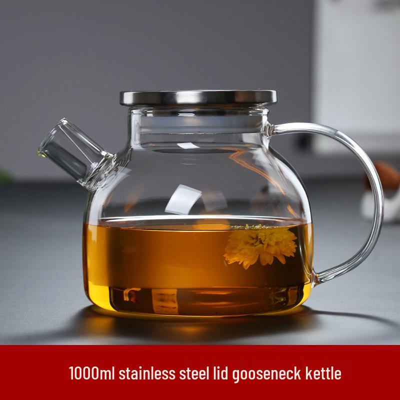 Heat-Resistant Borosilicate Glass Kettle with Bamboo Lid for Hot or Cold Water