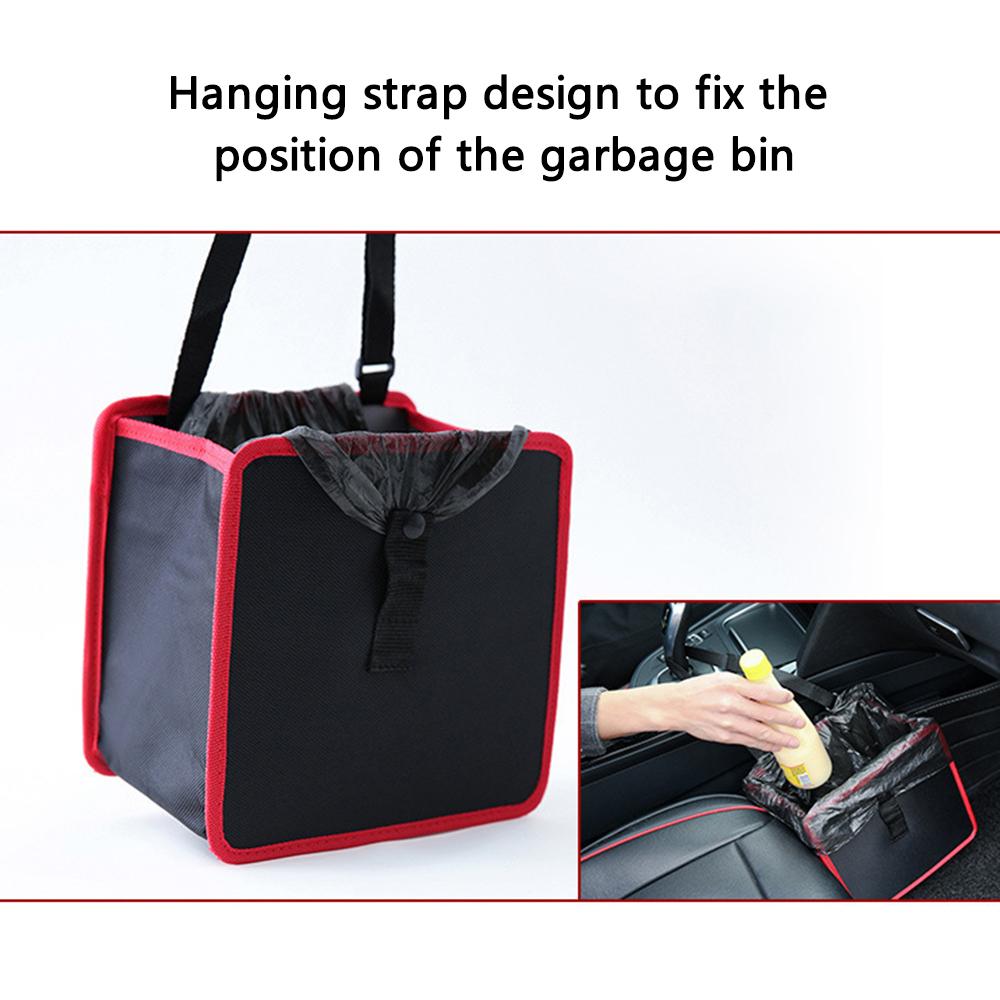 

9730 Waterproof Oxford Cloth Car Storage Bag Trash Can Foldable Hanging Barrel Red