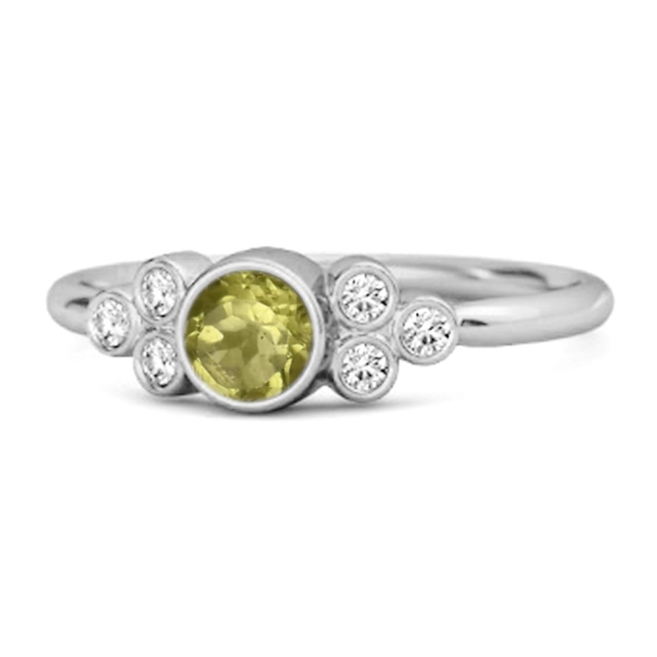 Bezel Set Peridot 925 Sterling Silver Boho Ring 10.5