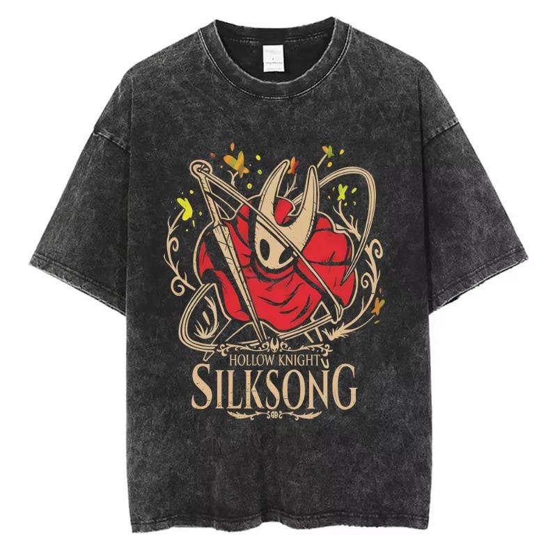 Hra Hollow Knight Vintage Prané Tričko Pánské Dámské Ležérní Oversized Kulatý Výstřih Krátký Rukáv Trička Pánské 100% Bavlněné Tričko