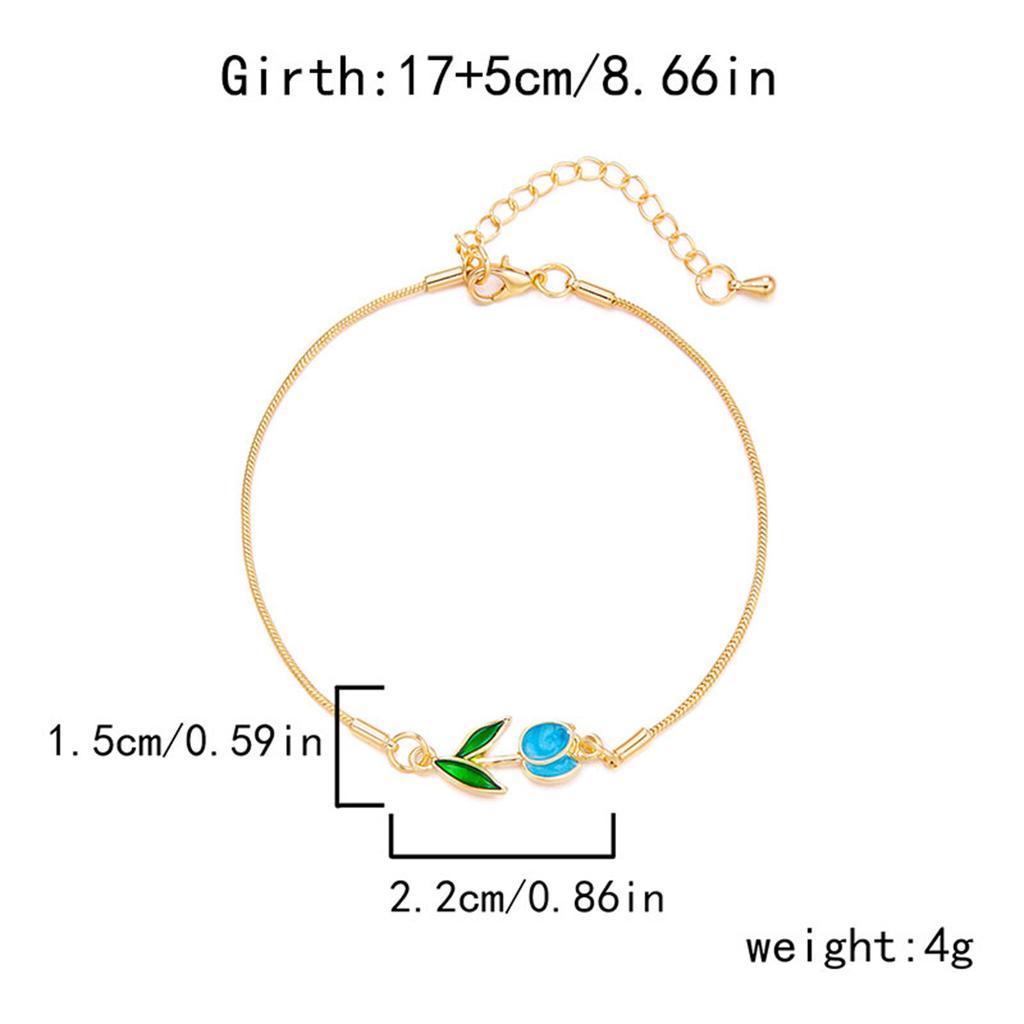 Koreanische Leichte Luxus Tulpenblumen Armbänder Für Frauen Elegante Bunte Emaille Florale Handgelenkketten Armband Hochzeit Party Schmuck