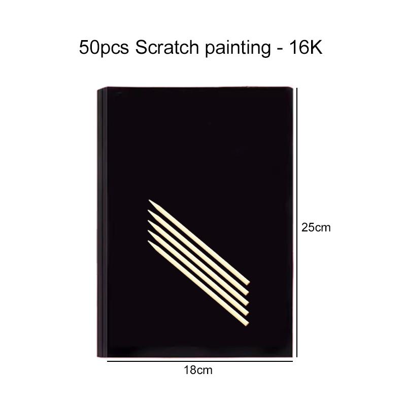 50pcs Scratch Paper 16K/32K with Drawing Template Rainbow Multi-function Office Educational Supplies Student Rewards TMZ