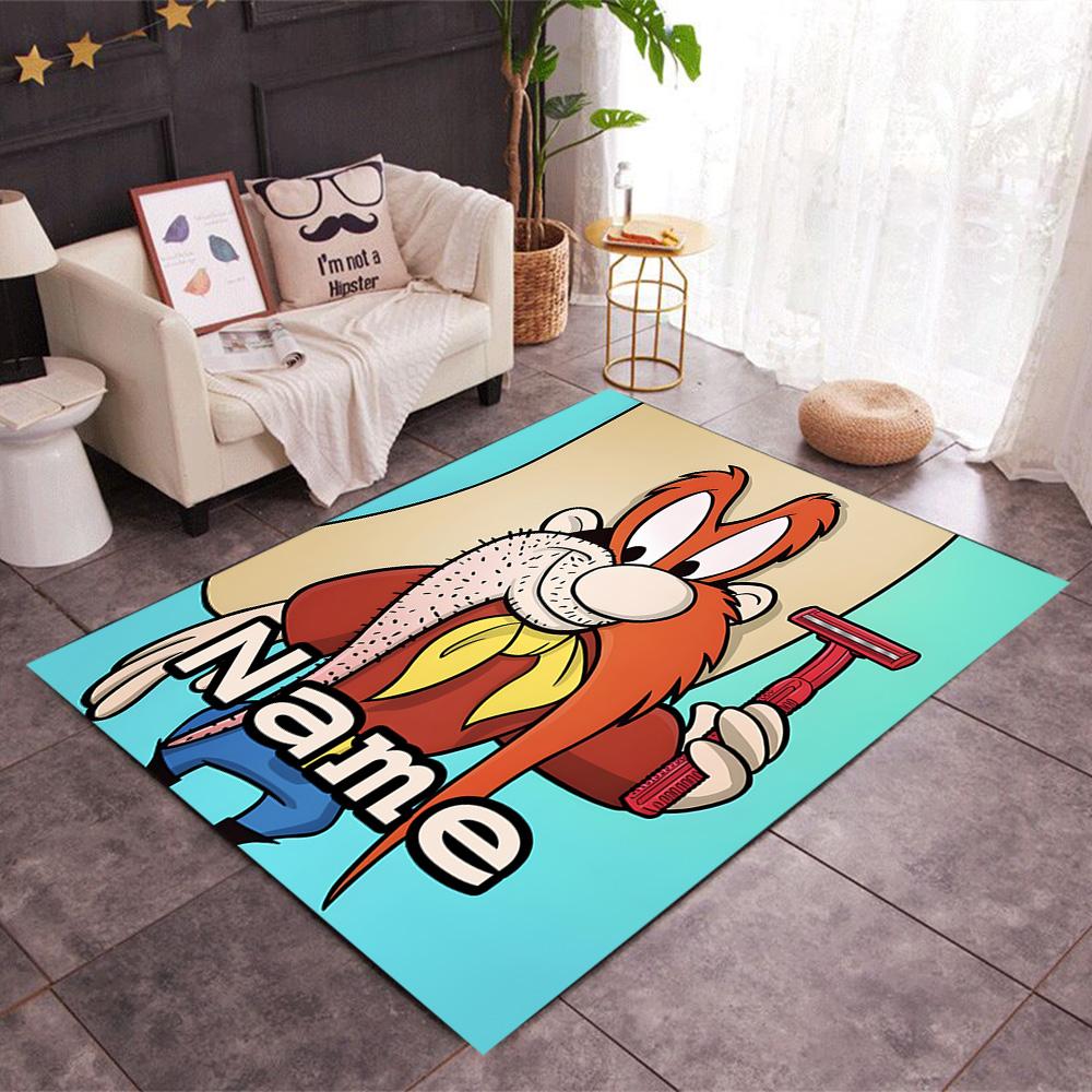 Looney Unique Rod. Personalized Text Floor Rug Office Rug Design for Entryway Dining Room Decorate room Hallway Anti-slip Rug Anime Office Decor