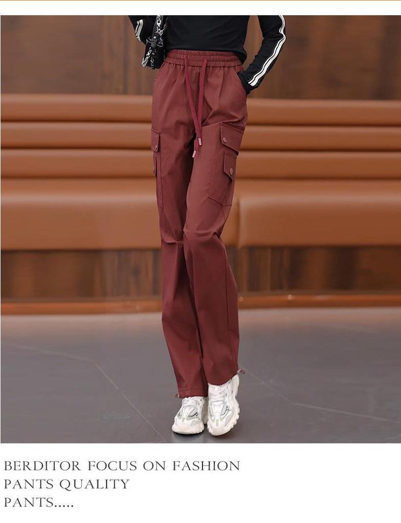 Women's Autumn/Winter 2024 High-Waisted Wide-Leg Sweatpants - Thick, Casual, Slimming Design