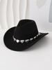 European and American hollow metal oversized love chain hat chain hip hop punk cowboy hat top hat retro felt hat