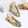 Summer New Sandals Woman High Heels 2024 Rhinestones Decorate Pointed Toe Single Shoes Female Office Wedding Slingback Shoes