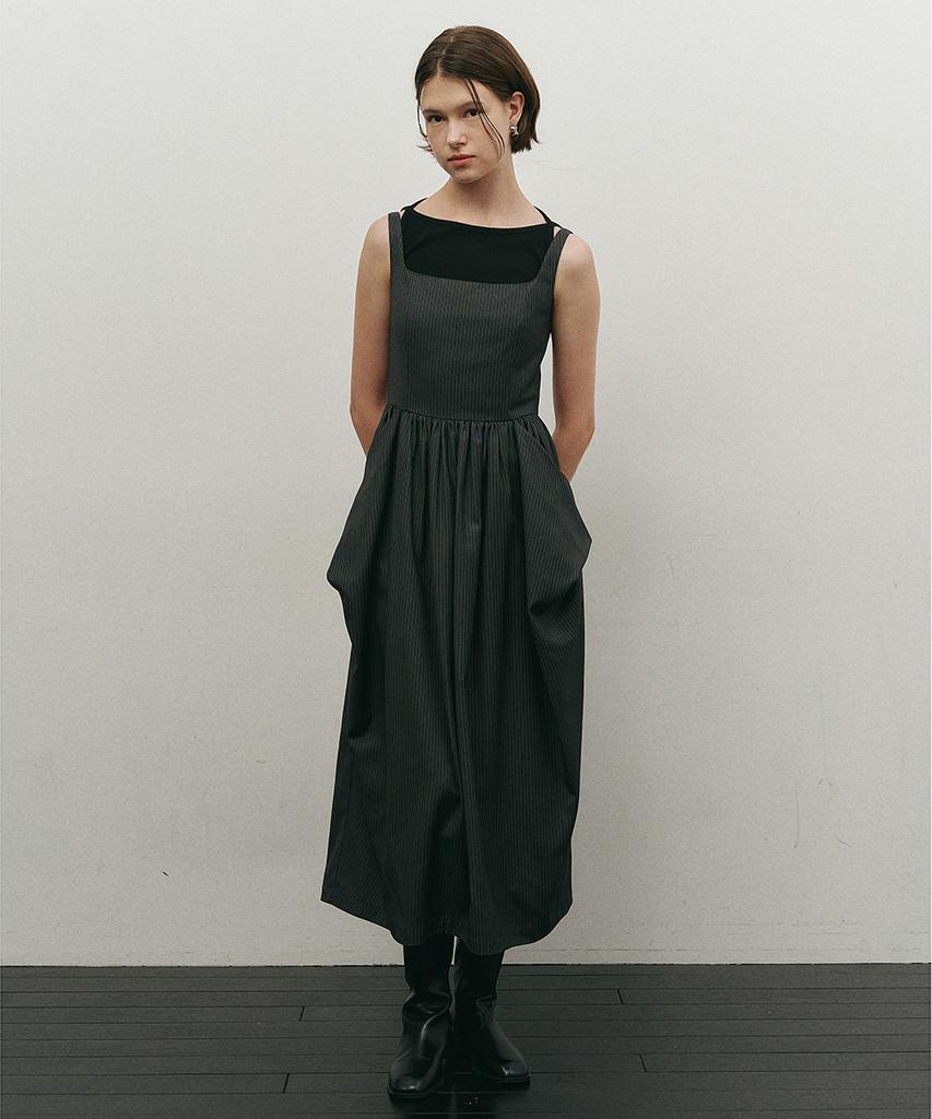 Make A Toast Shirred Volume Pocket Dress Striped Mbefop002St