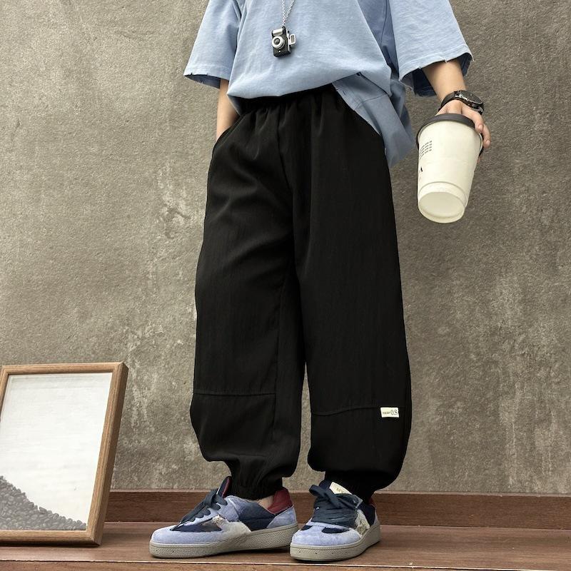 

Children s Summer Quick Drying Pants for Boys and Girls Thin Anti Mosquito Pants Korean Spliced Breathable Ankle Pants 160 чёрный