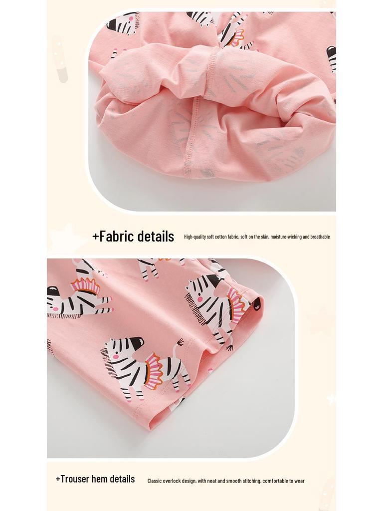 Malwee Girls' Summer Pajama Set: European & American Style, Short Sleeve Top with Elastic Waist Pants