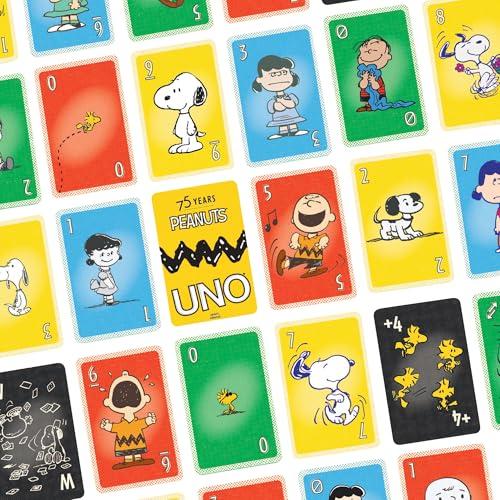 Mattel Games UNO Canvas Peanuts Game, Party Supplies, 112 Cards, 2-10 Players, Ages 7 and Up, Yellow, JFP04
