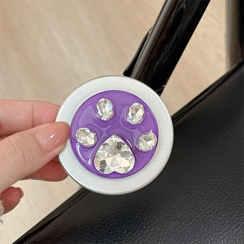 Round Solid Color Small Fresh Magnetic Attraction Suitable For Magsafe Mobile Phone Airbag Bracket Rhinestone Creative Cat Claw Telescopic