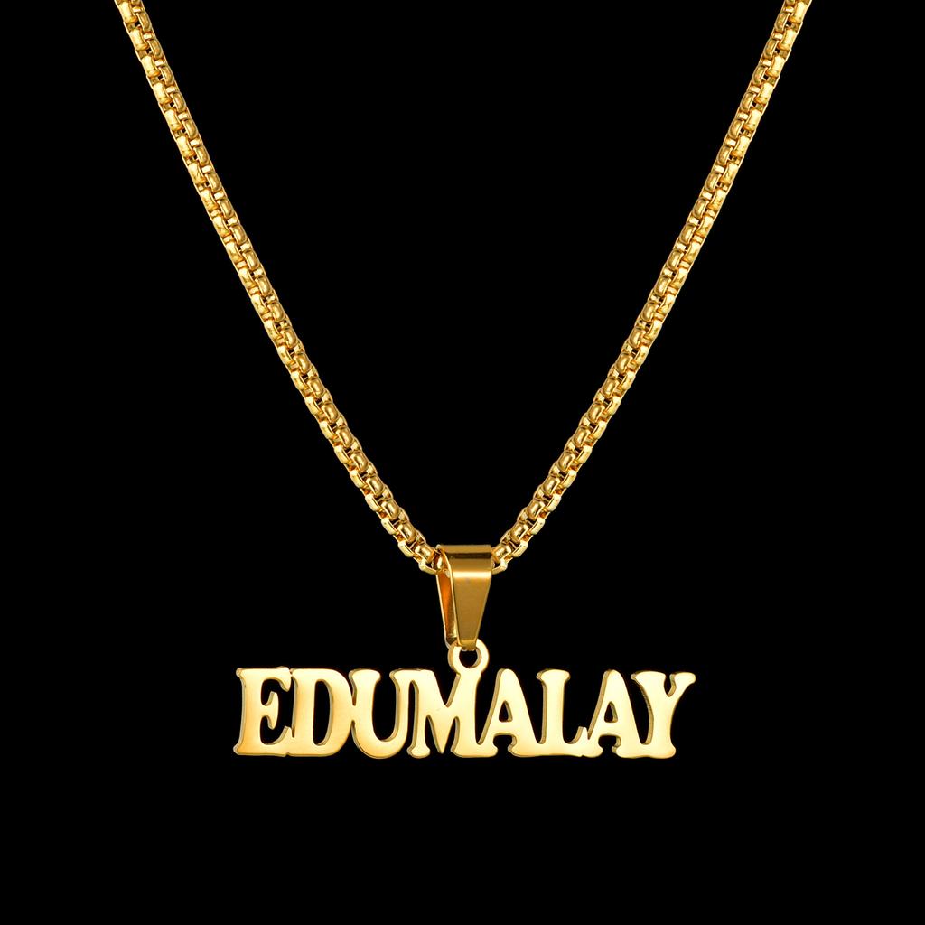 Customized Names Pendant Necklace Stainless Steel Personalized Jewelry Cuban Thick Chain for Men Women Detachable Necklace Gift