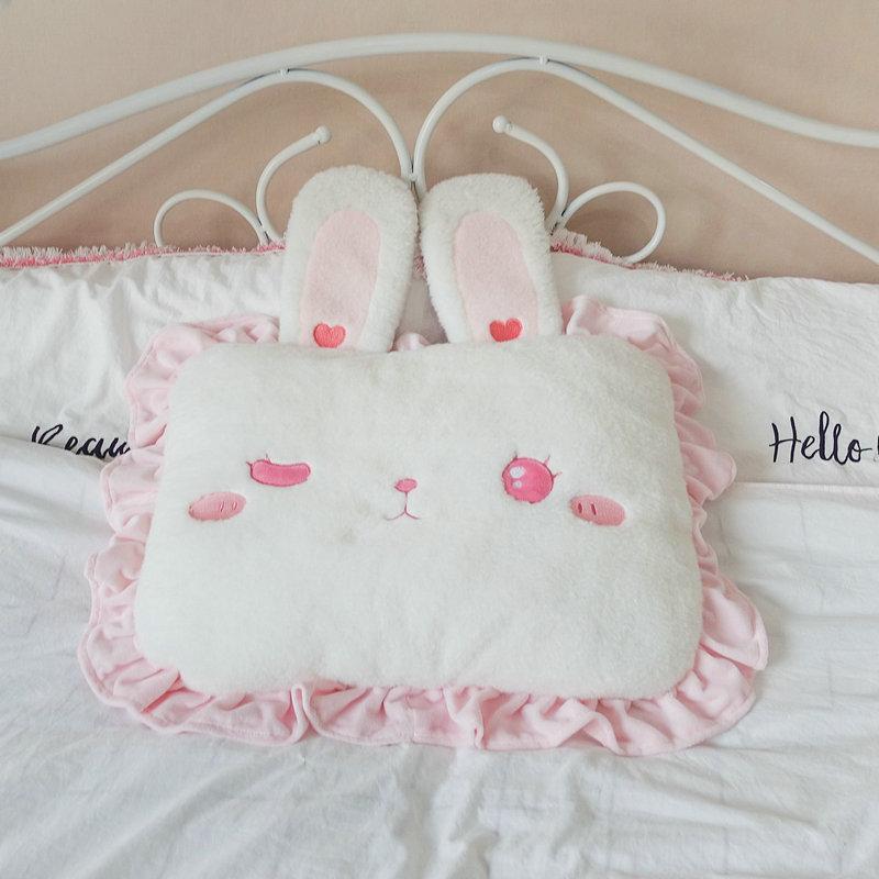 Soft Lolita Bunny Long Throw Pillow Stuffed Cartoon Cute Winkle Eyes Rabbits Speeping Leg Pillow Nap Pillow For Girl Birthday