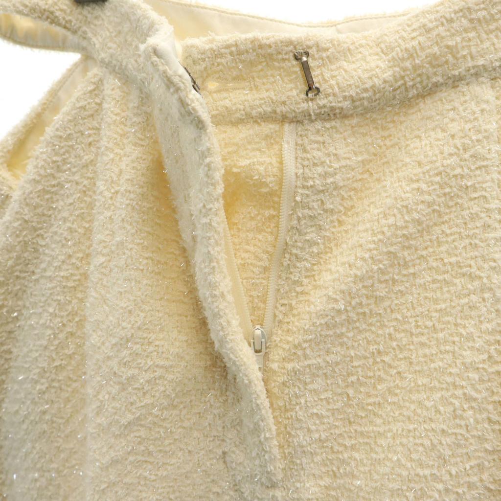 Unused Eimy Istoire Cutting Tweed Straight Pants M Ivory Women Used