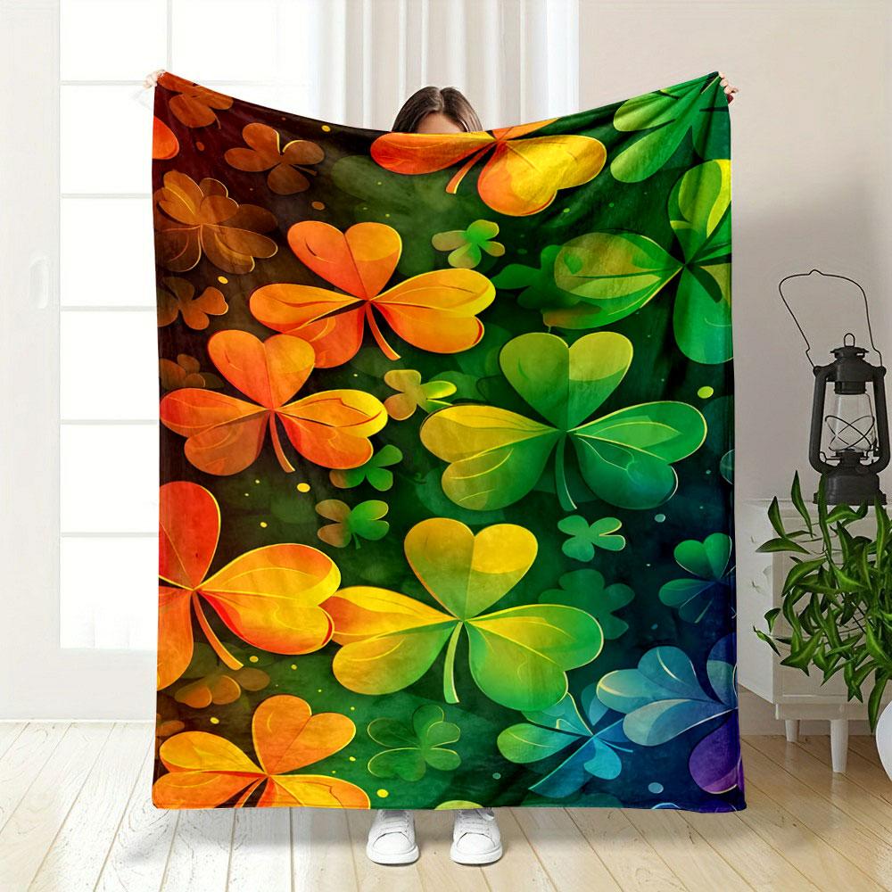 Colorful Shamrock Pattern print blanket soft and cozy perfect for the living room bed sofa or a nap,gift