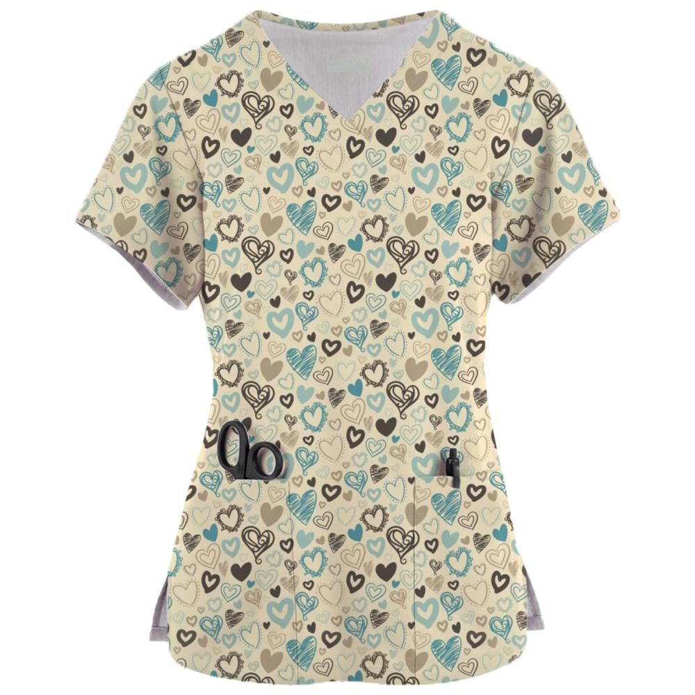 Φορέματα Σπα με Κινούμενα Σχέδια Μπλούζες Ομορφιάς και Υγείας Επαγγελματική Στολή Κομμωτηρίου Γυναικεία Μπλουζάκια