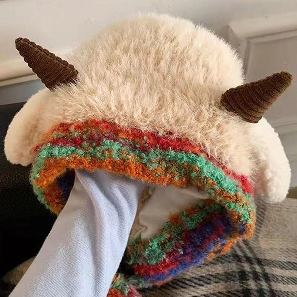 Soft Lamb Beanie Hat Korean Style Women Fluffy Hat Fashion Ear Protection Hat  Women